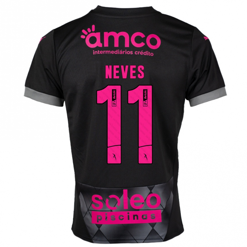 Men Football Bernardo Neves #11 Black Pink Away Jersey 2024/25 T-Shirt Nz