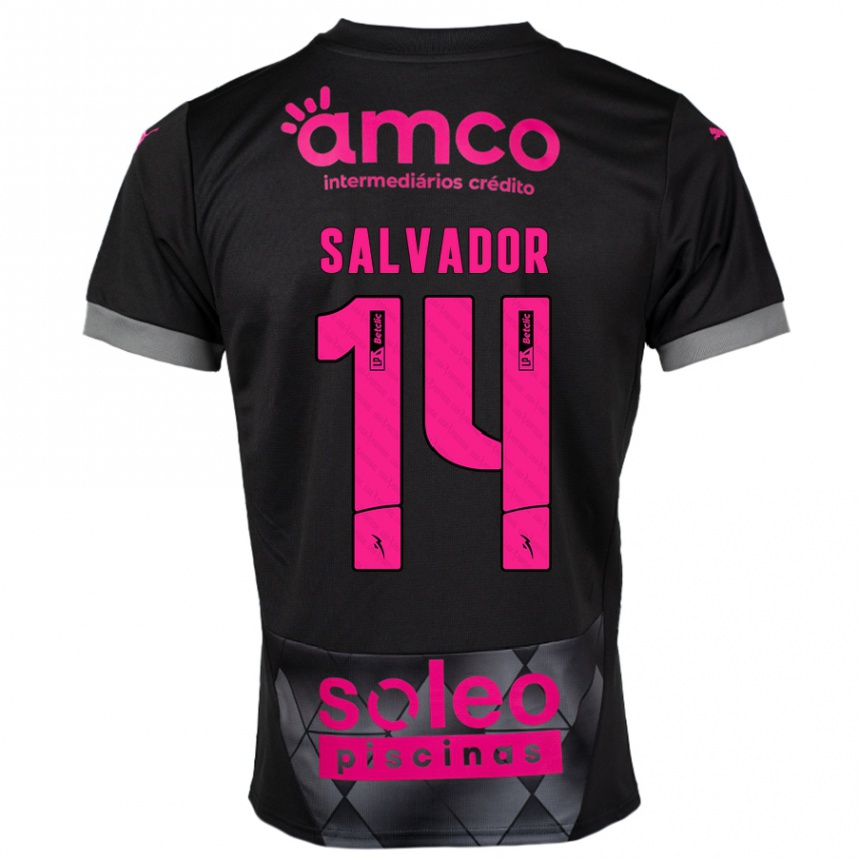 Men Football João Salvador #14 Black Pink Away Jersey 2024/25 T-Shirt Nz