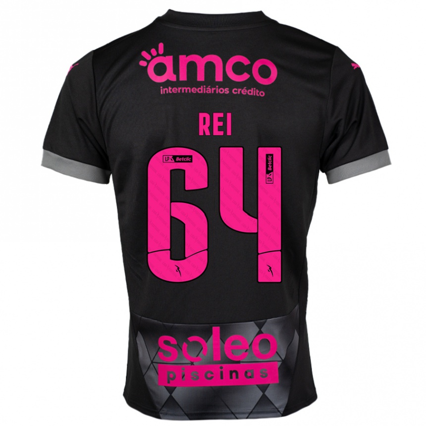 Men Football Ricardo Rei #64 Black Pink Away Jersey 2024/25 T-Shirt Nz