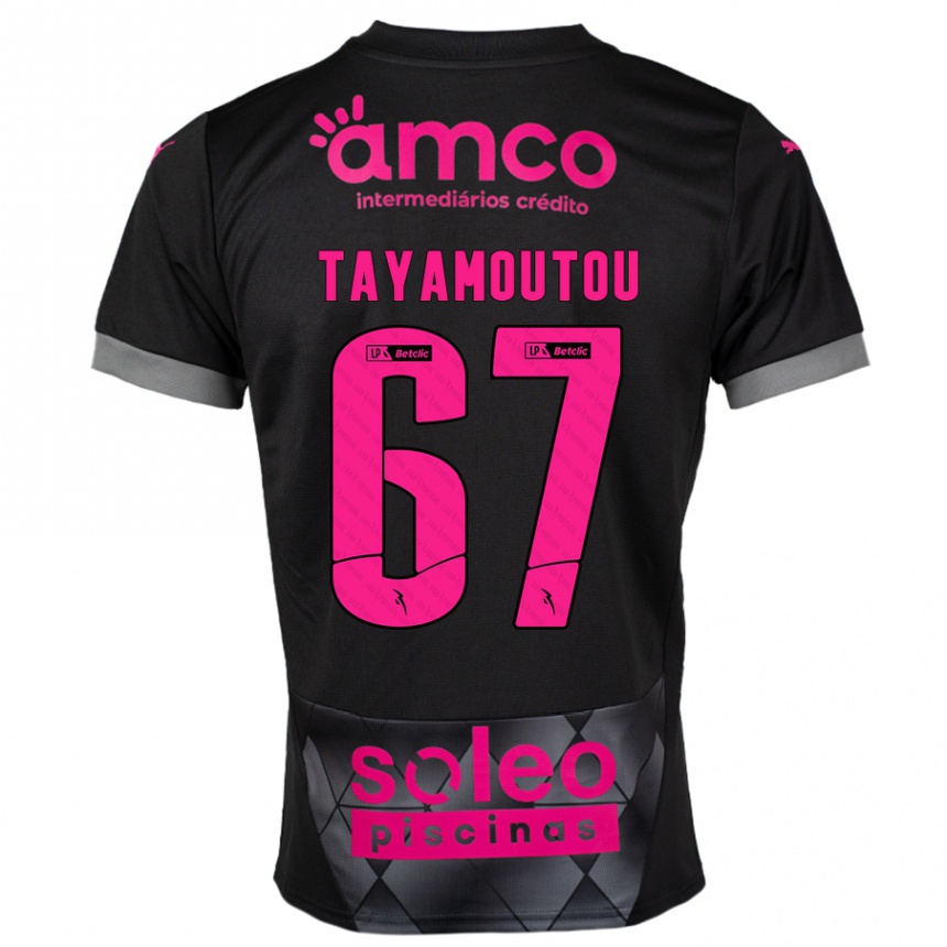 Men Football Enzo Tayamoutou #67 Black Pink Away Jersey 2024/25 T-Shirt Nz