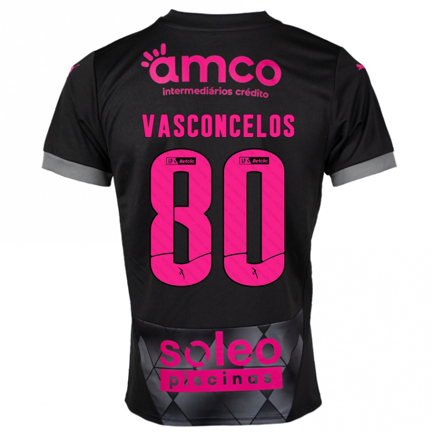 Men Football Vasconcelos #80 Black Pink Away Jersey 2024/25 T-Shirt Nz