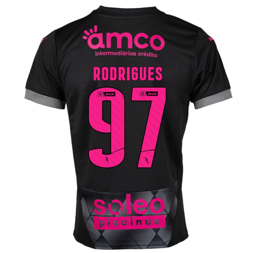 Men Football Dinis Rodrigues #97 Black Pink Away Jersey 2024/25 T-Shirt Nz