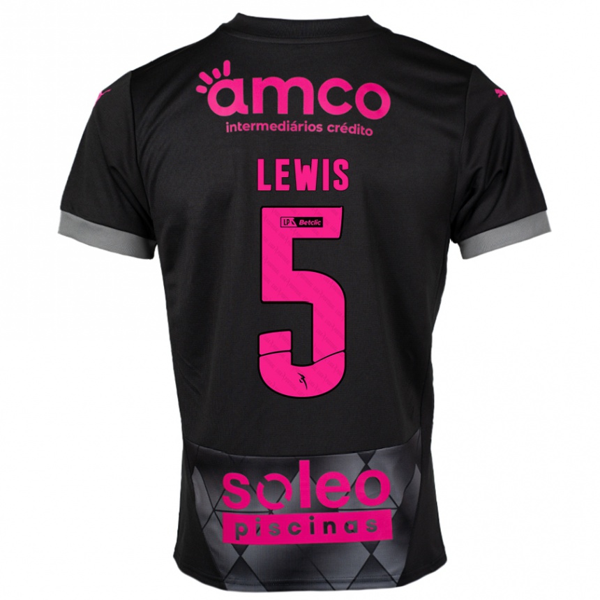 Men Football Leah Lewis #5 Black Pink Away Jersey 2024/25 T-Shirt Nz