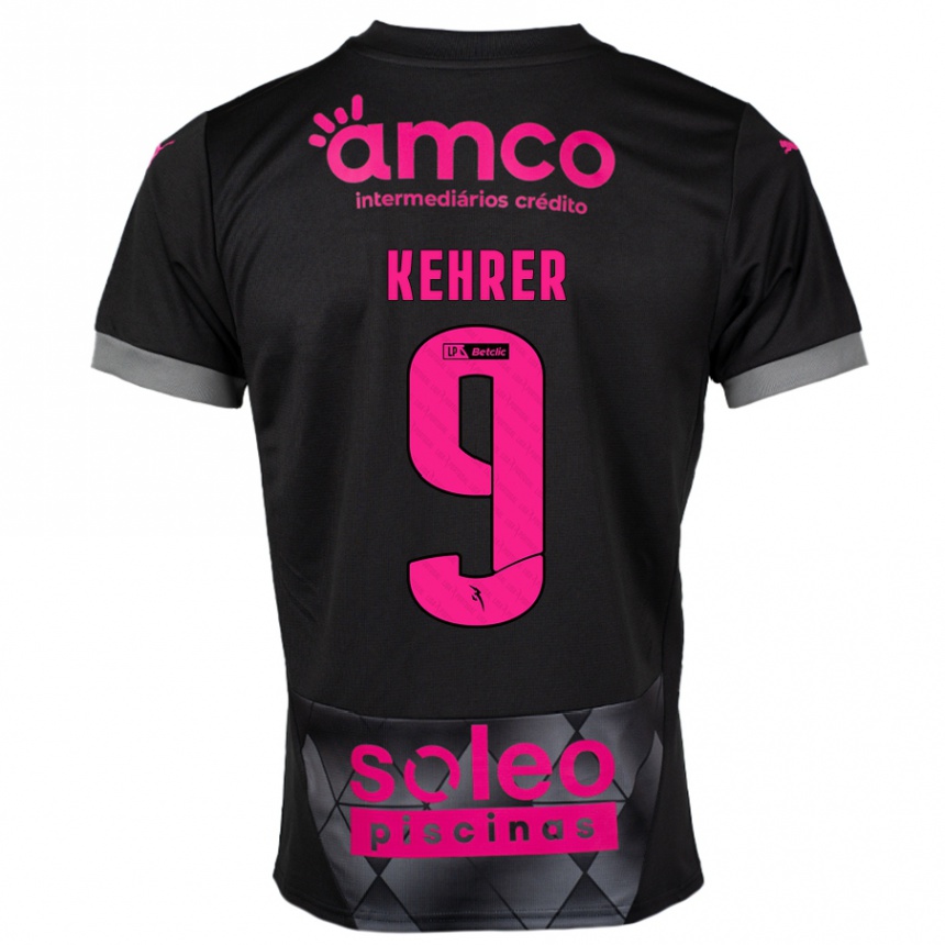 Men Football Caroline Kehrer #9 Black Pink Away Jersey 2024/25 T-Shirt Nz