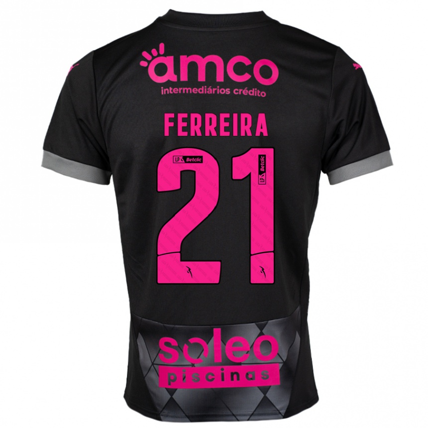 Men Football Ana Carolina Ferreira #21 Black Pink Away Jersey 2024/25 T-Shirt Nz