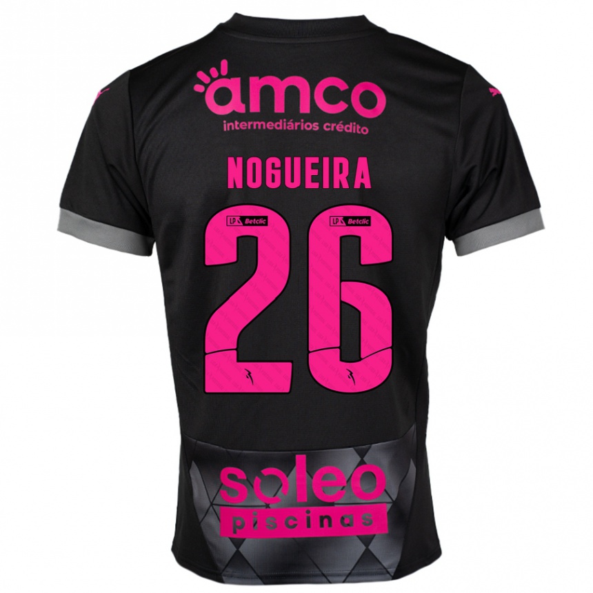 Men Football Ana Nogueira #26 Black Pink Away Jersey 2024/25 T-Shirt Nz