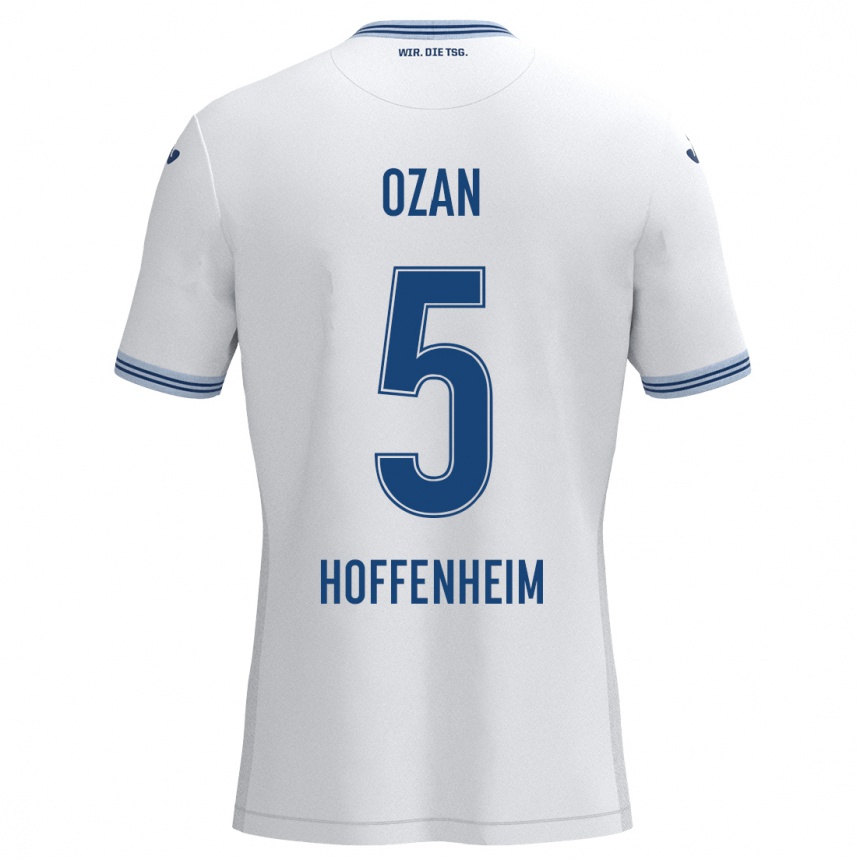 Men Football Ozan Kabak #5 White Blue Away Jersey 2024/25 T-Shirt Nz