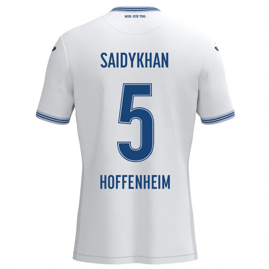 Men Football Ibrahim Saidykhan #5 White Blue Away Jersey 2024/25 T-Shirt Nz