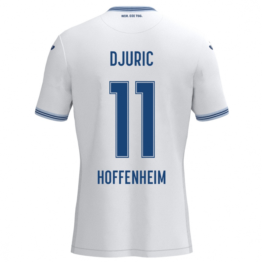 Men Football Luka Djuric #11 White Blue Away Jersey 2024/25 T-Shirt Nz