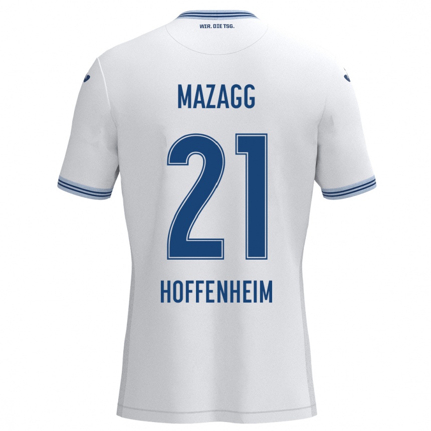 Men Football Lukas Mazagg #21 White Blue Away Jersey 2024/25 T-Shirt Nz