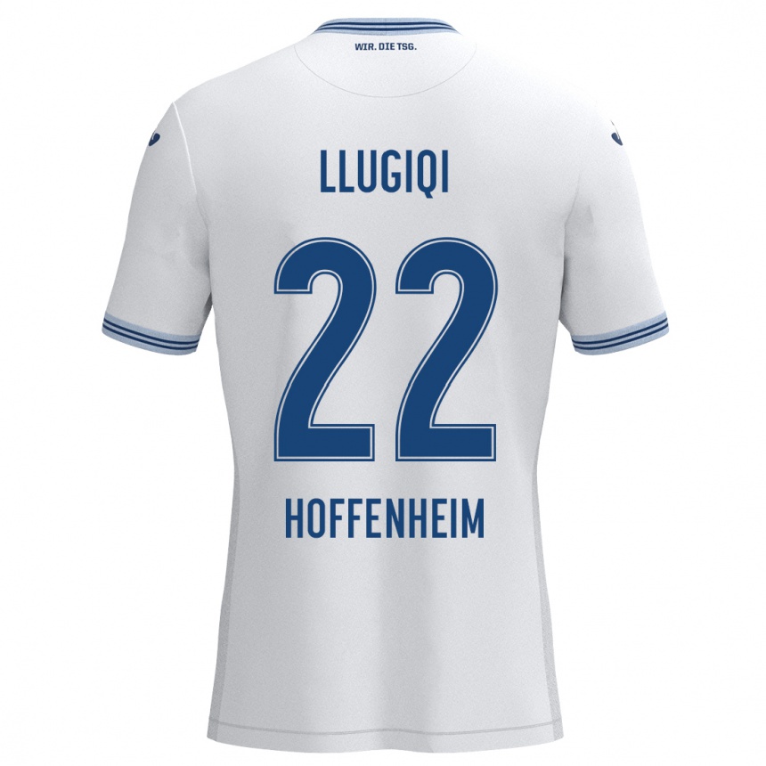 Men Football Arian Llugiqi #22 White Blue Away Jersey 2024/25 T-Shirt Nz