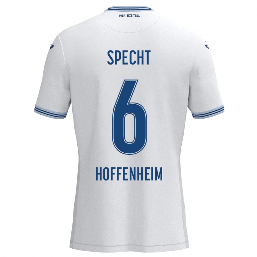 Men Football Michaela Specht #6 White Blue Away Jersey 2024/25 T-Shirt Nz