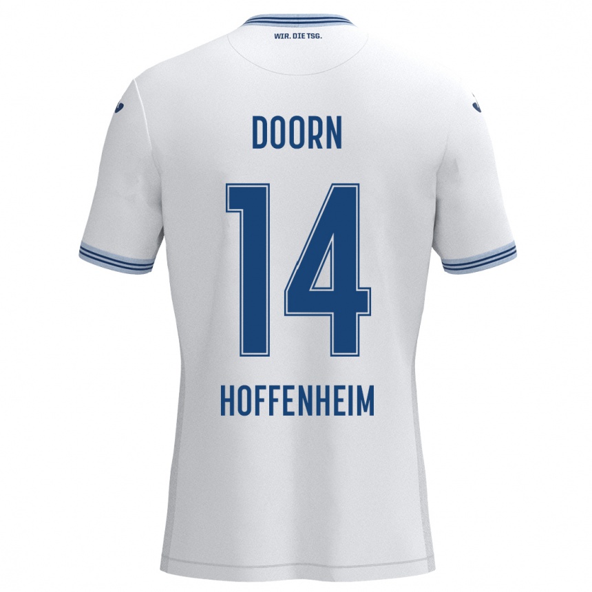 Men Football Lisa Doorn #14 White Blue Away Jersey 2024/25 T-Shirt Nz