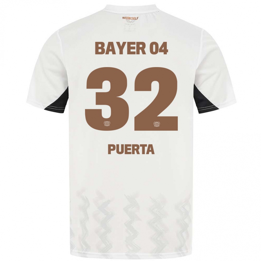 Men Football Gustavo Puerta #32 White Black Away Jersey 2024/25 T-Shirt Nz