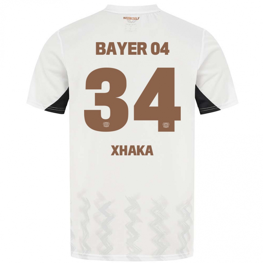 Men Football Granit Xhaka #34 White Black Away Jersey 2024/25 T-Shirt Nz