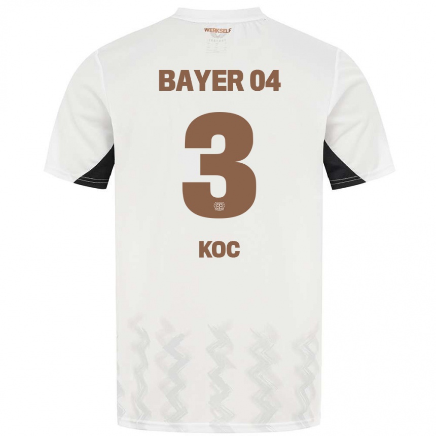 Men Football Halil Koc #3 White Black Away Jersey 2024/25 T-Shirt Nz