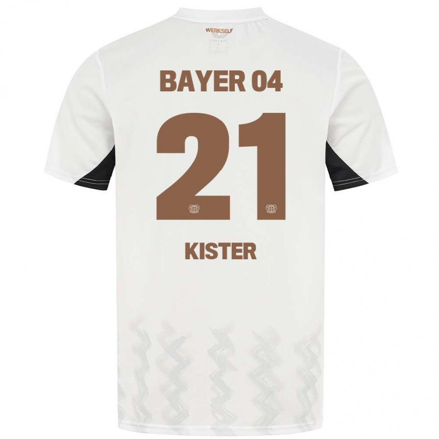 Men Football Akim Kister #21 White Black Away Jersey 2024/25 T-Shirt Nz