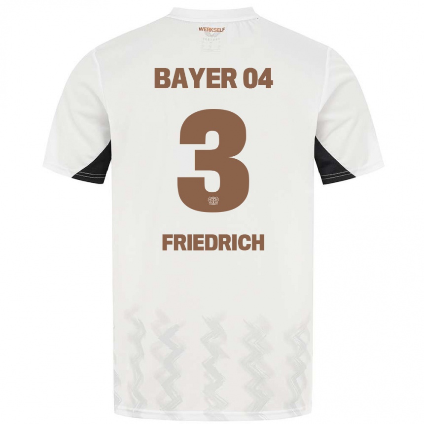 Men Football Melissa Friedrich #3 White Black Away Jersey 2024/25 T-Shirt Nz