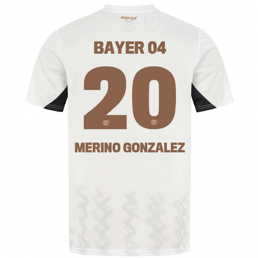 Men Football Estrella Merino Gonzalez #20 White Black Away Jersey 2024/25 T-Shirt Nz