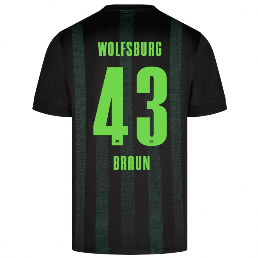 Men Football Manuel Braun #43 Dark Green Away Jersey 2024/25 T-Shirt Nz