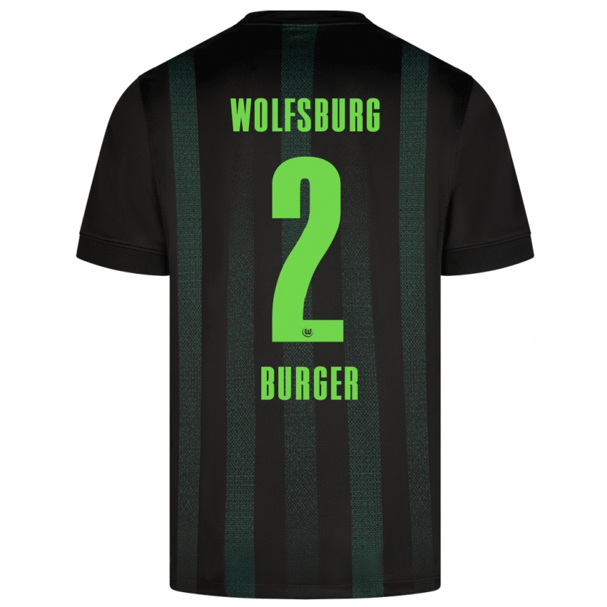 Men Football Jan Bürger #2 Dark Green Away Jersey 2024/25 T-Shirt Nz