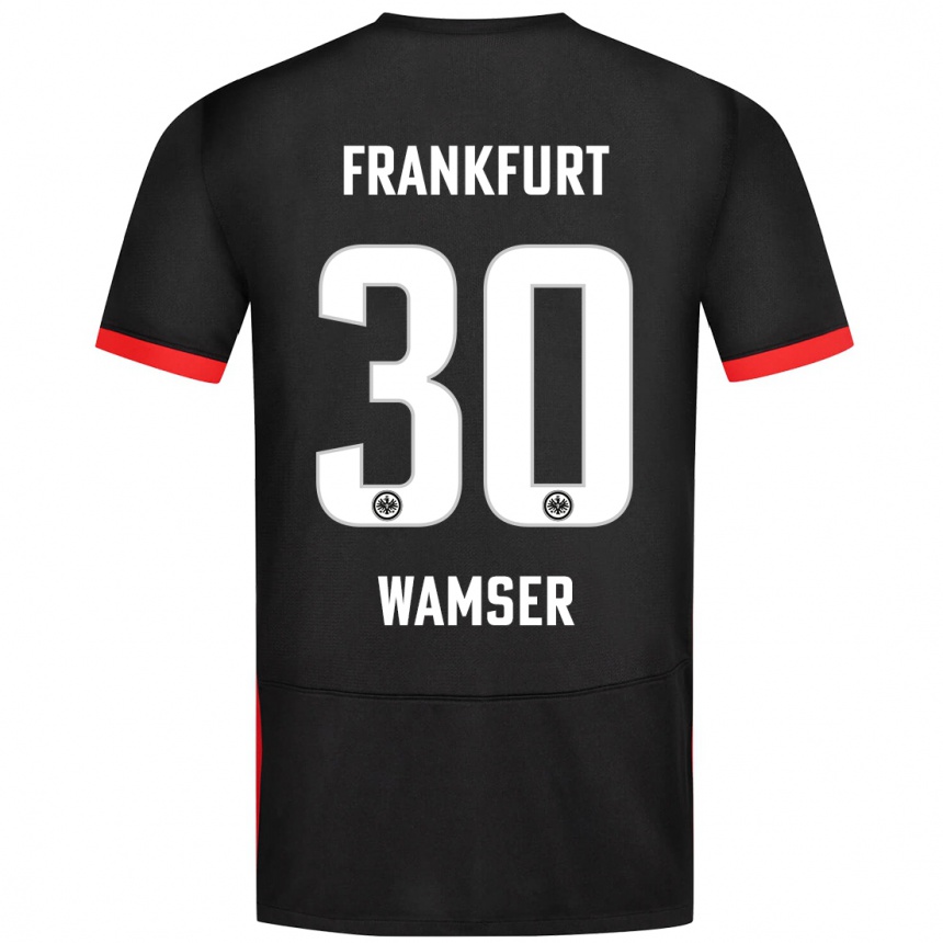 Men Football Carlotta Wamser #30 Black Away Jersey 2024/25 T-Shirt Nz