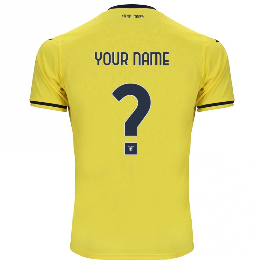 Men Football Your Name #0 Yellow Away Jersey 2024/25 T-Shirt Nz