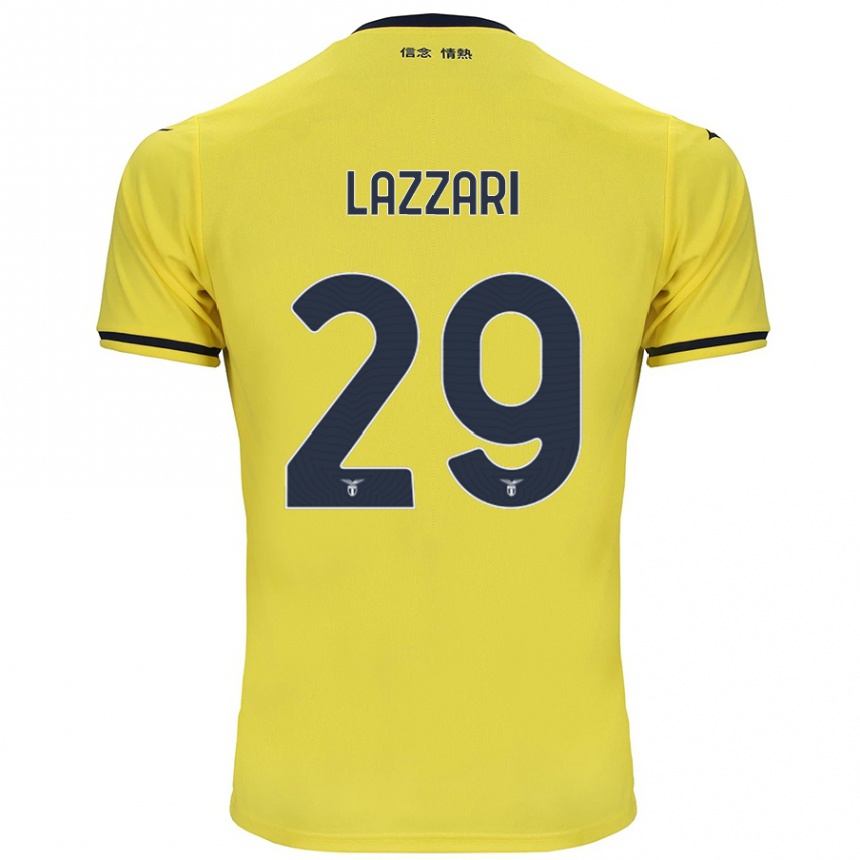 Men Football Manuel Lazzari #29 Yellow Away Jersey 2024/25 T-Shirt Nz