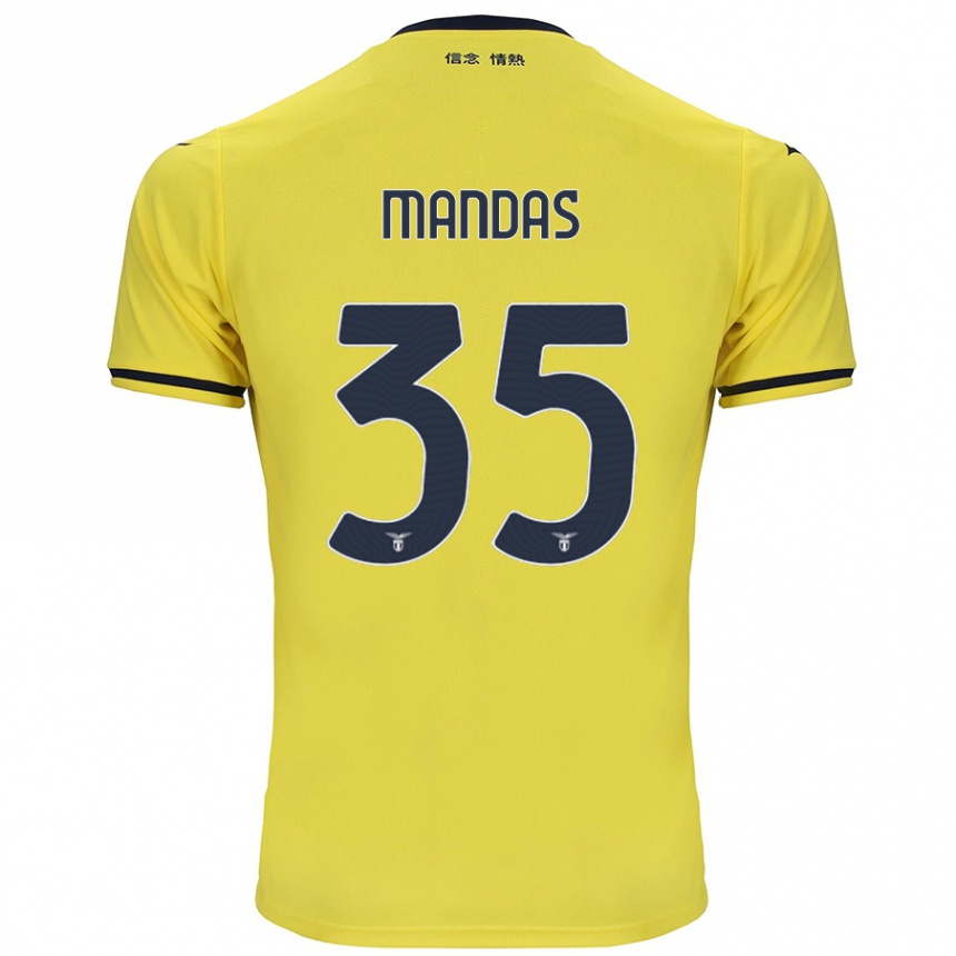 Men Football Christos Mandas #35 Yellow Away Jersey 2024/25 T-Shirt Nz