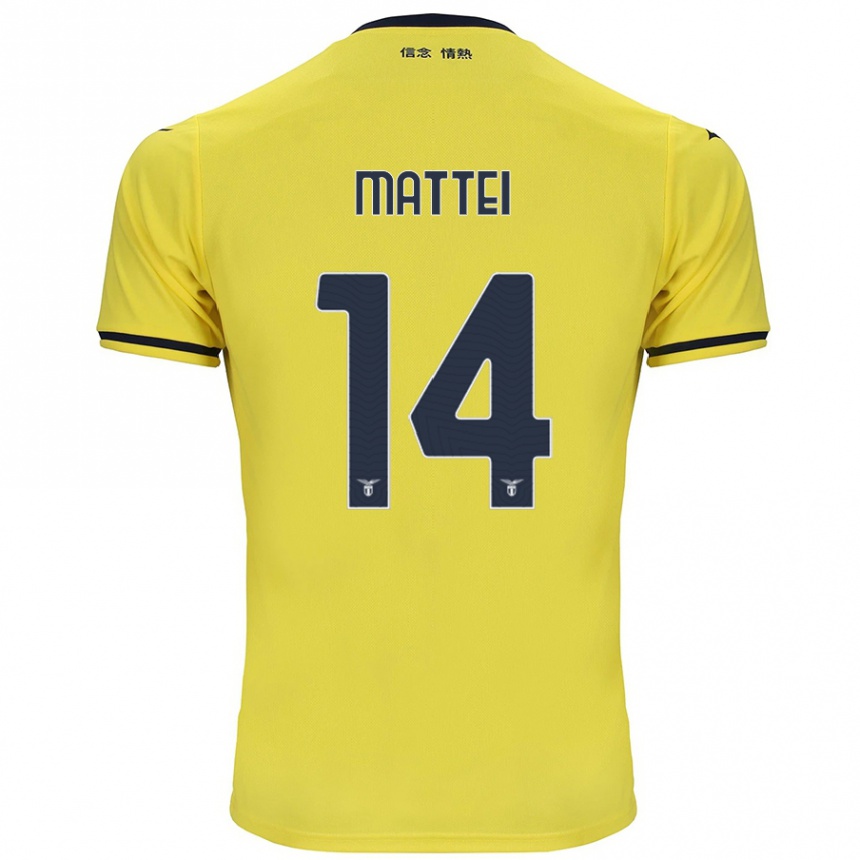 Men Football Sarah Mattei #14 Yellow Away Jersey 2024/25 T-Shirt Nz