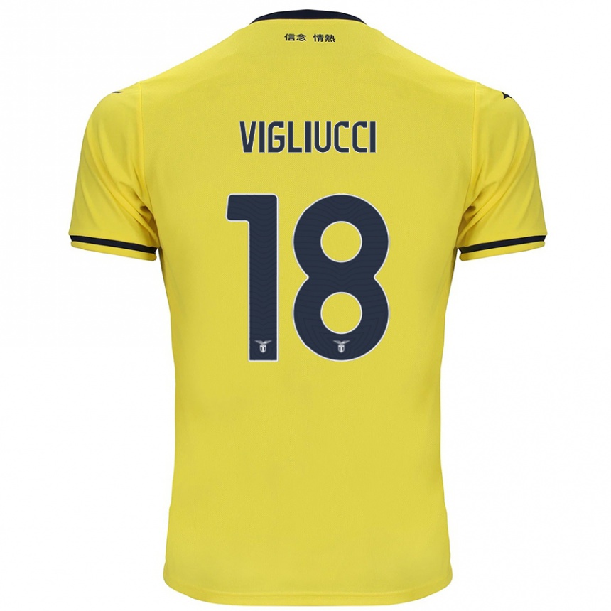 Men Football Chiara Vigliucci #18 Yellow Away Jersey 2024/25 T-Shirt Nz