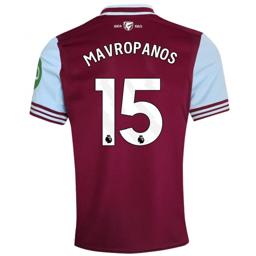 Women Football Konstantinos Mavropanos #15 Dark Red Home Jersey 2024/25 T-Shirt Nz