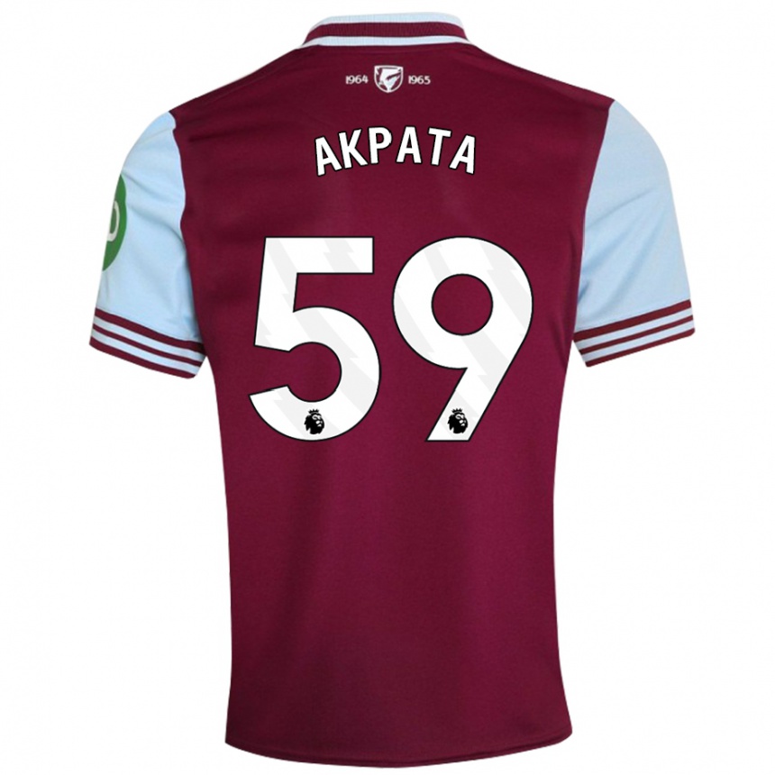 Women Football Tyron Akpata #59 Dark Red Home Jersey 2024/25 T-Shirt Nz