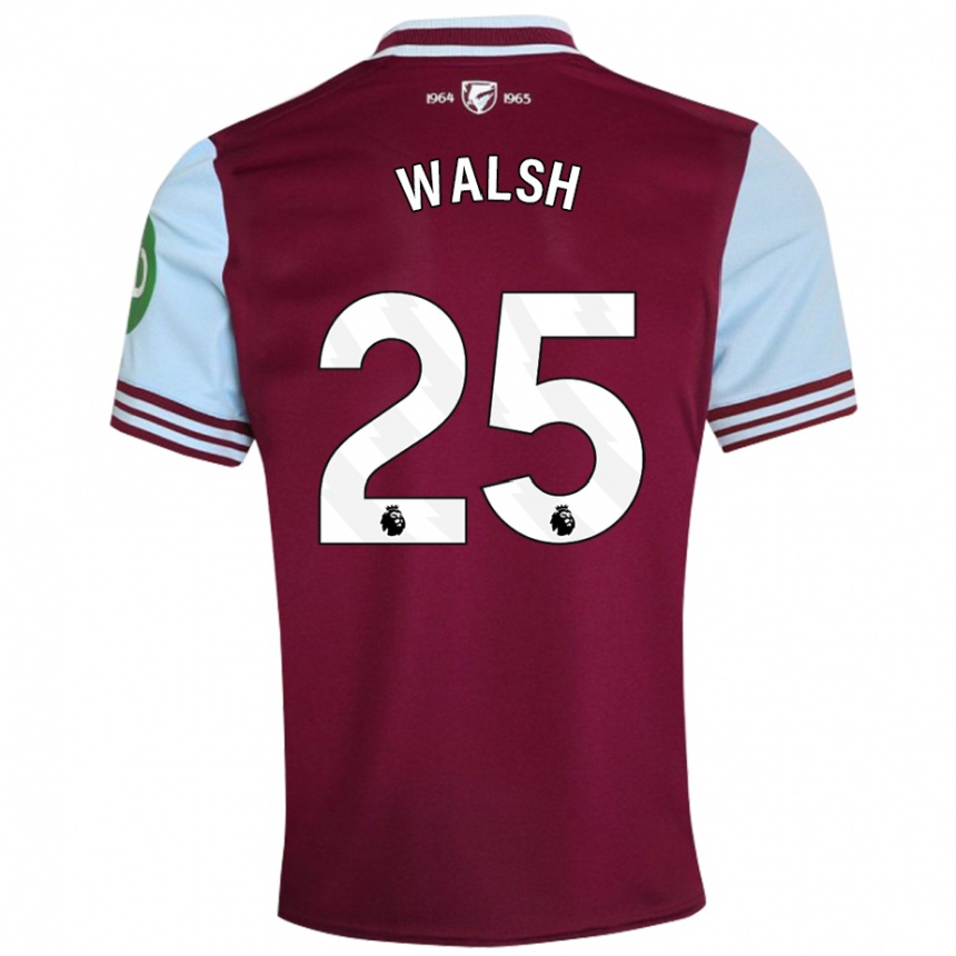 Women Football Megan Walsh #25 Dark Red Home Jersey 2024/25 T-Shirt Nz