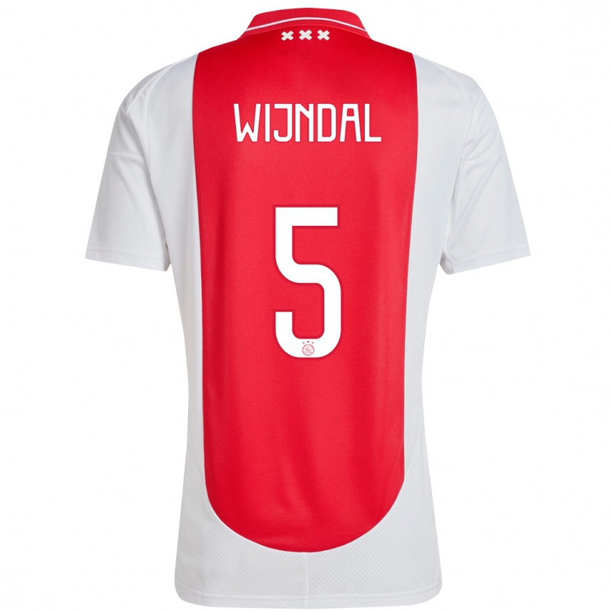 Women Football Owen Wijndal #5 Red White Home Jersey 2024/25 T-Shirt Nz