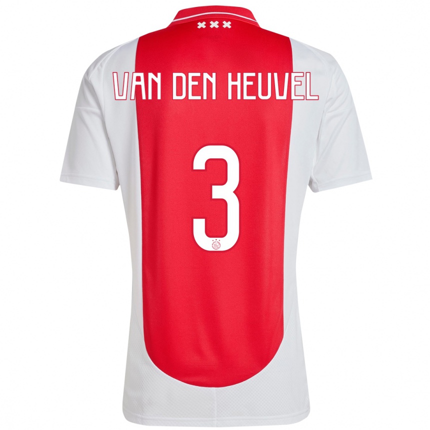 Women Football Nino Van Den Heuvel #3 Red White Home Jersey 2024/25 T-Shirt Nz