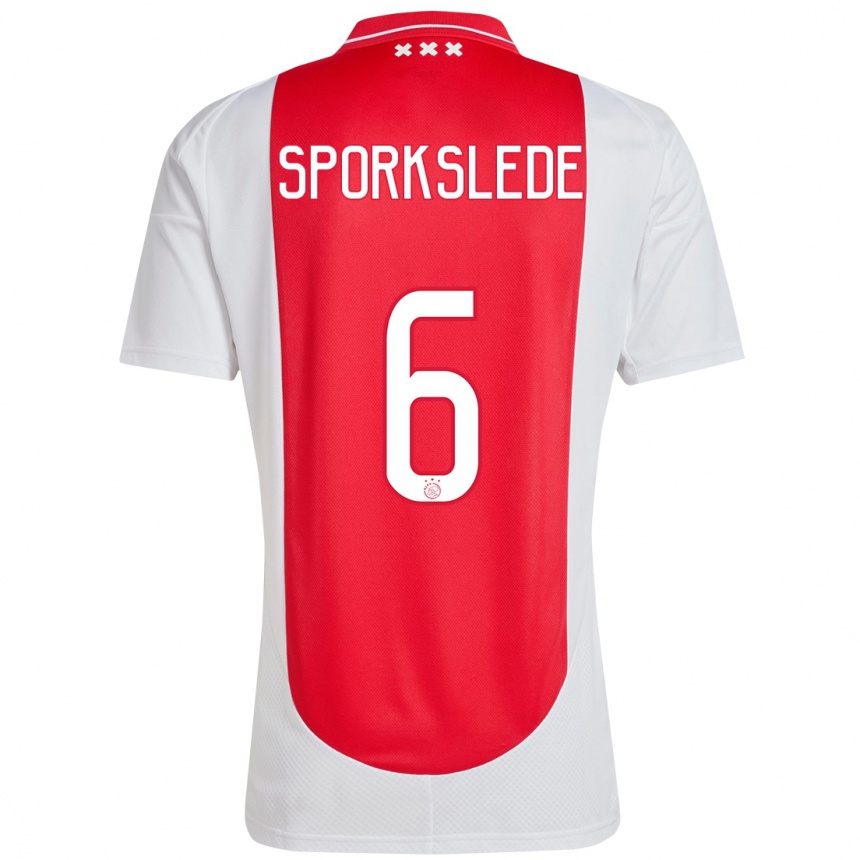 Women Football Fabian Sporkslede #6 Red White Home Jersey 2024/25 T-Shirt Nz