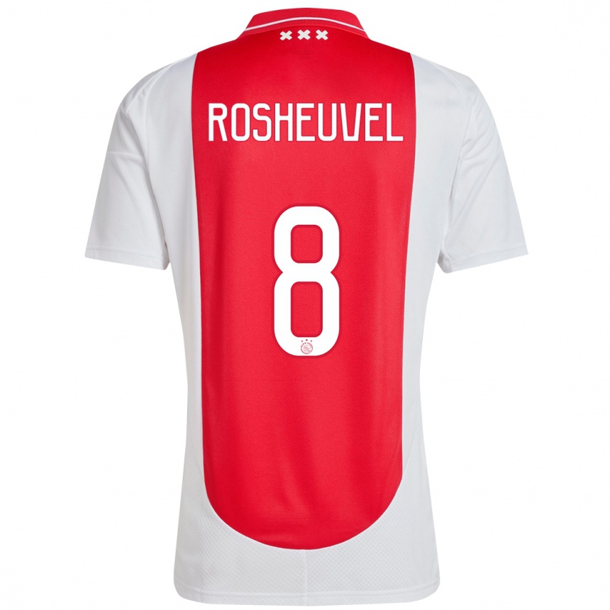 Women Football Darren Rosheuvel #8 Red White Home Jersey 2024/25 T-Shirt Nz