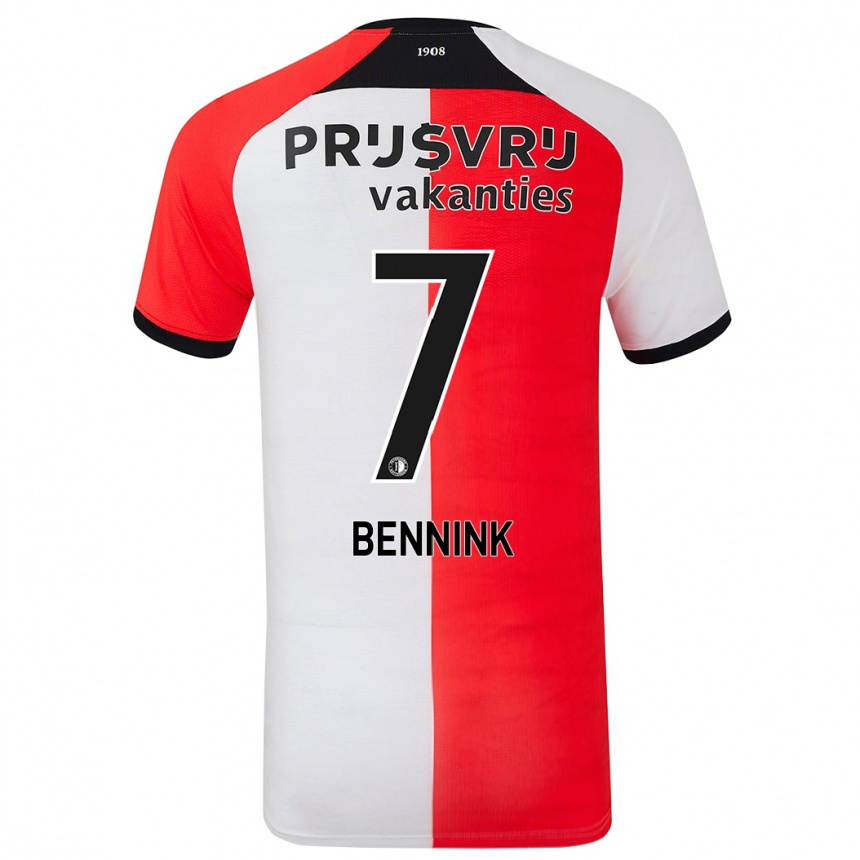 Women Football Maxime Bennink #7 Red White Home Jersey 2024/25 T-Shirt Nz