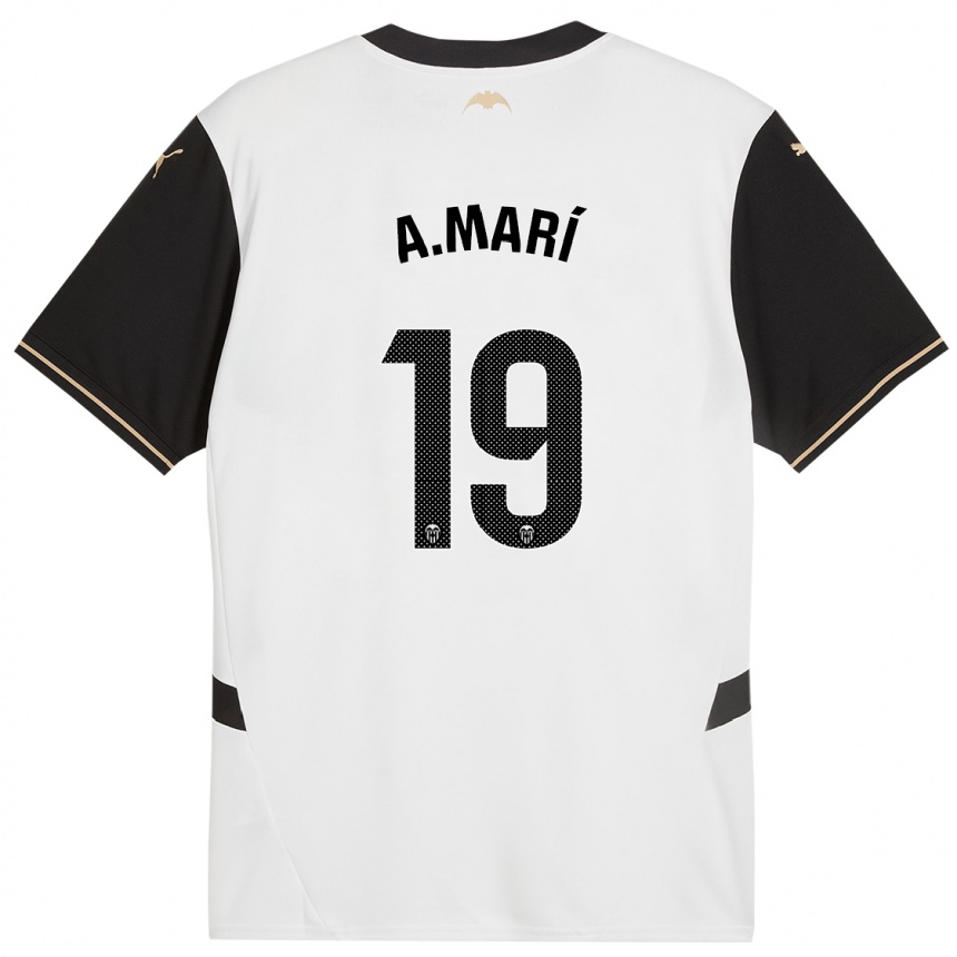 Women Football Alberto Marí #19 White Black Home Jersey 2024/25 T-Shirt Nz