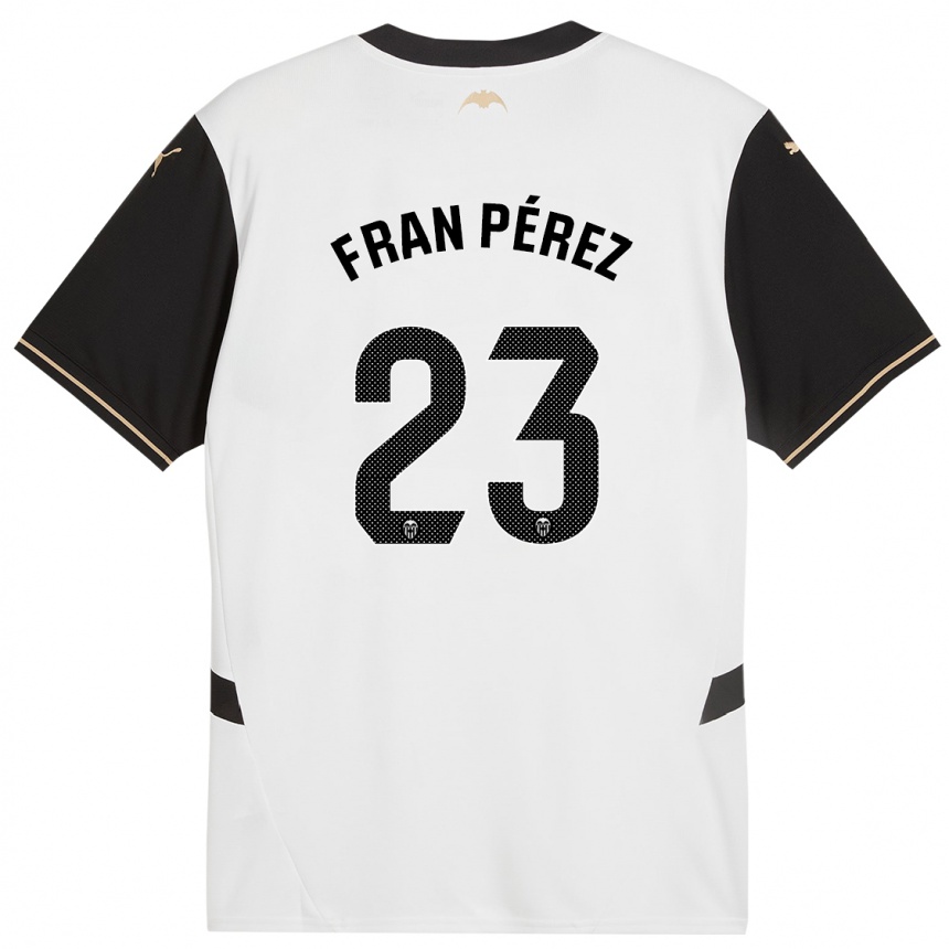 Women Football Fran Pérez #23 White Black Home Jersey 2024/25 T-Shirt Nz