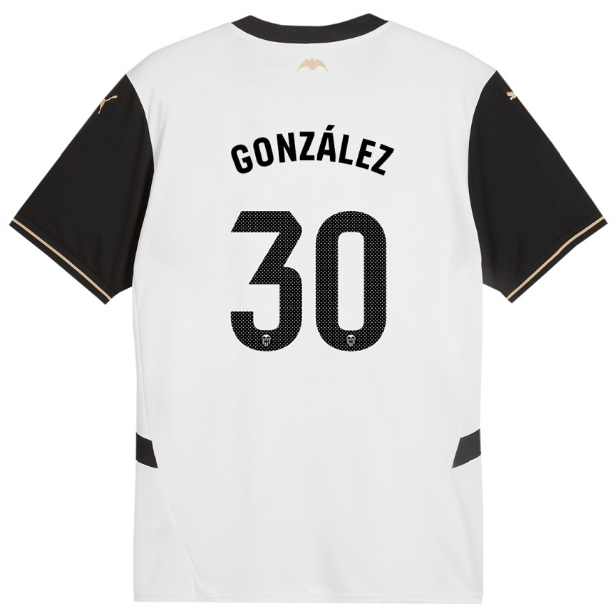 Women Football Hugo González #30 White Black Home Jersey 2024/25 T-Shirt Nz