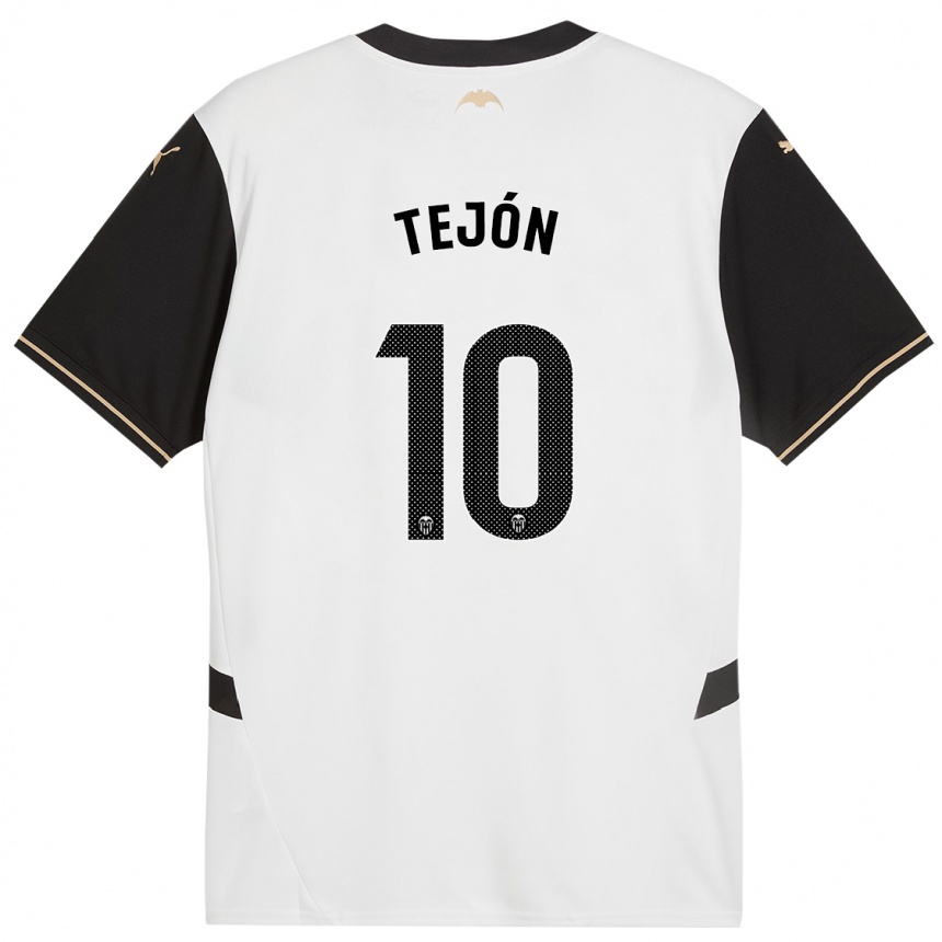 Women Football Martín Tejón #10 White Black Home Jersey 2024/25 T-Shirt Nz