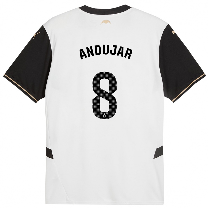 Women Football Candela Andujar #8 White Black Home Jersey 2024/25 T-Shirt Nz