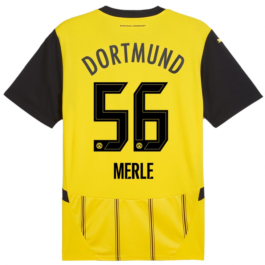 Women Football Albers Merle #56 Yellow Black Home Jersey 2024/25 T-Shirt Nz