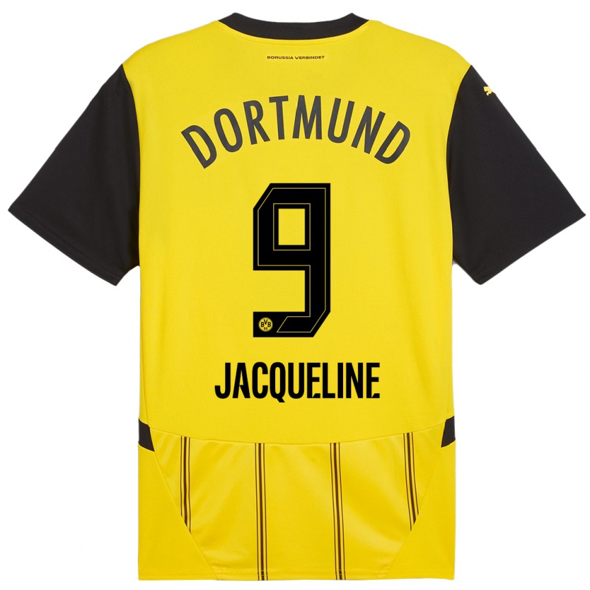 Women Football Moreno Jacqueline #9 Yellow Black Home Jersey 2024/25 T-Shirt Nz