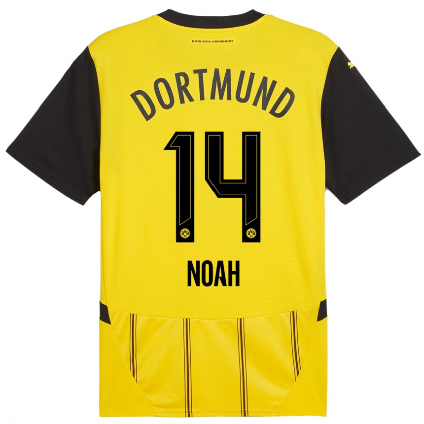 Women Football Colin Noah Kleine-Bekel #14 Yellow Black Home Jersey 2024/25 T-Shirt Nz