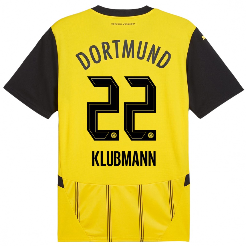 Women Football Leon Klubmann #22 Yellow Black Home Jersey 2024/25 T-Shirt Nz