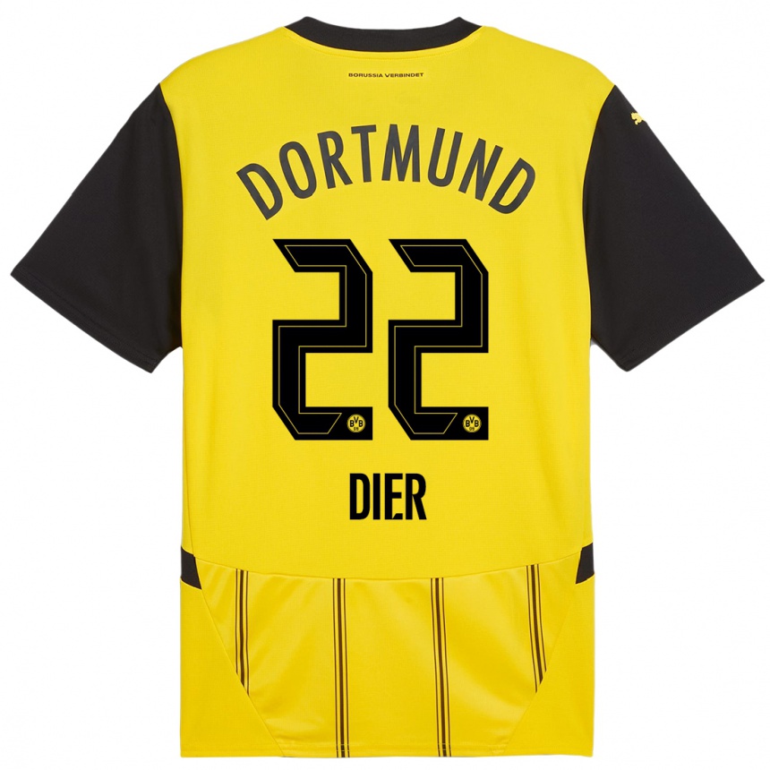 Women Football Henrik Dier #22 Yellow Black Home Jersey 2024/25 T-Shirt Nz