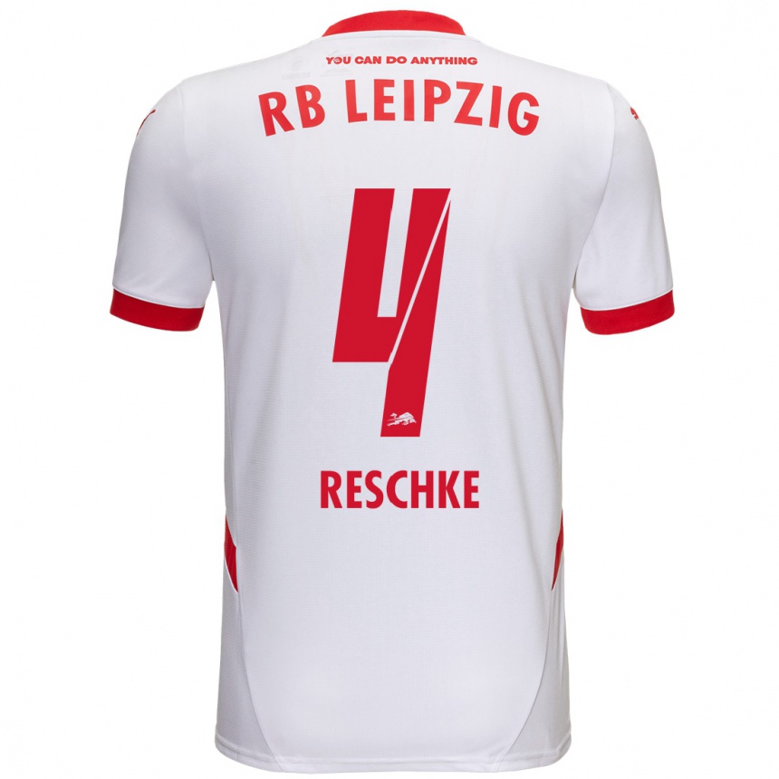 Women Football Gianluca Reschke #4 White Red Home Jersey 2024/25 T-Shirt Nz